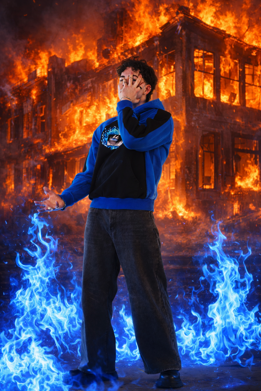 Blue Flame Raglan Pullover